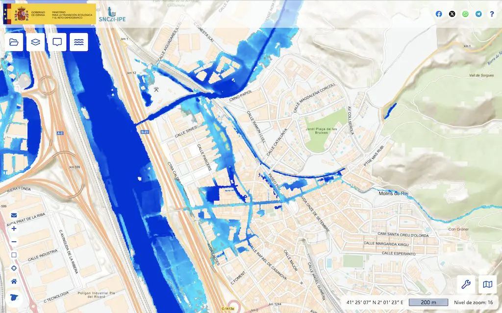 Vuit equipaments de Molins de Rei es troben en zones inundables